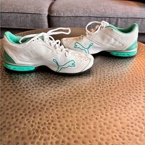 Puma Women's Running and Casual Sneakers- white/teal/grey, Women size 7.5